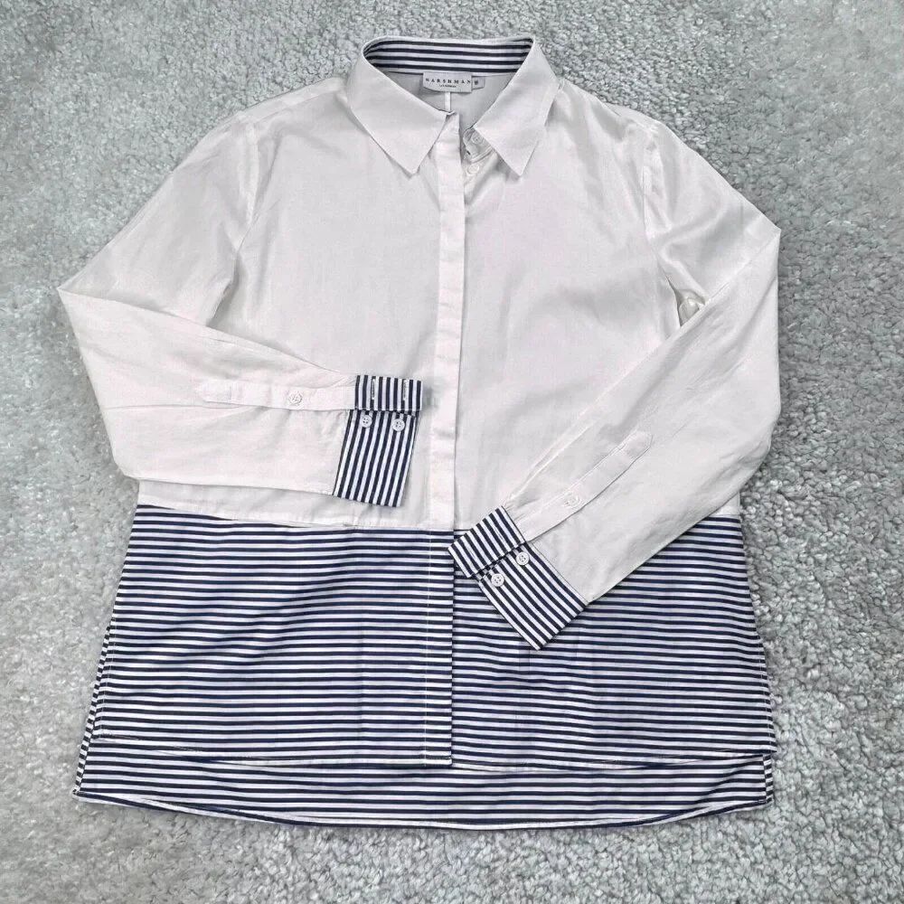 Harshman Stripe Mix Colorblock Button Up Shirt